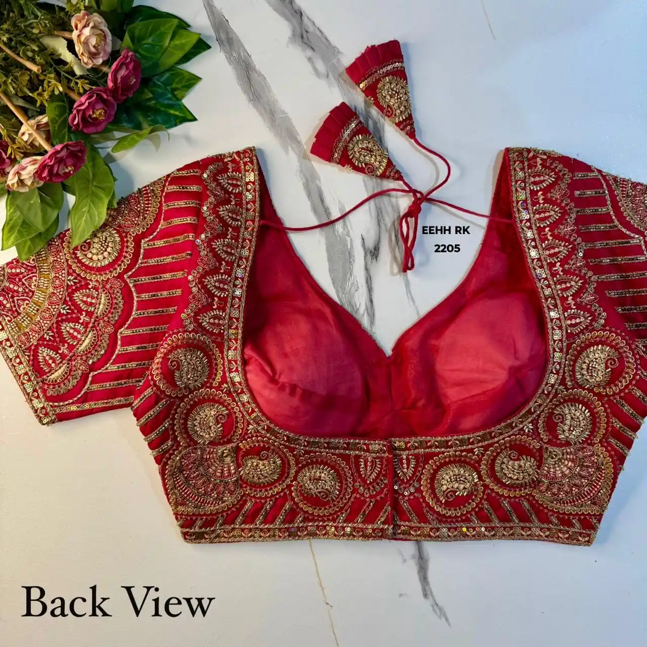 Magenta Pink Premium Phantom Silk Sweetheart Neck Bridal Blouse with Heavy Gold Zari